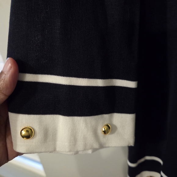 Ming Wang Women's Blue/White Blazer Cardigan.  Size XL Preppy Office Classic - Picture 7 of 8